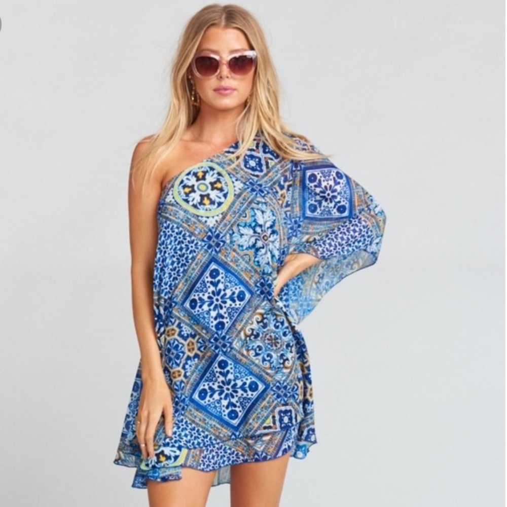 Show Me Your MuMu Blue One Shoulder Dress